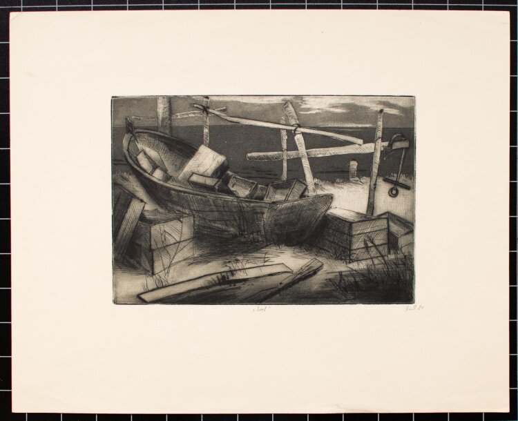 Michael Bock - Boote am Strand - 1981 - Aquatintaradierung