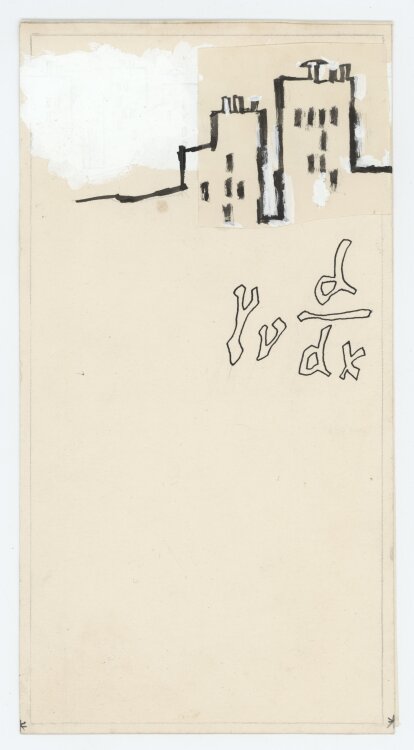 GYA - Vierteilige Stadtsilhouette mit Formel - um 1958 - Tusche und Deckweiß
