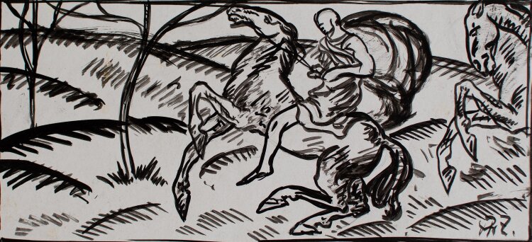 Fritz Zalisz - Antike Reiter in der Landschaft - 1920er Jahre - Tusche