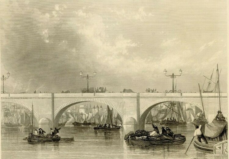 unbekannt - Die neue Brücke in London. - o.J., Radierung
