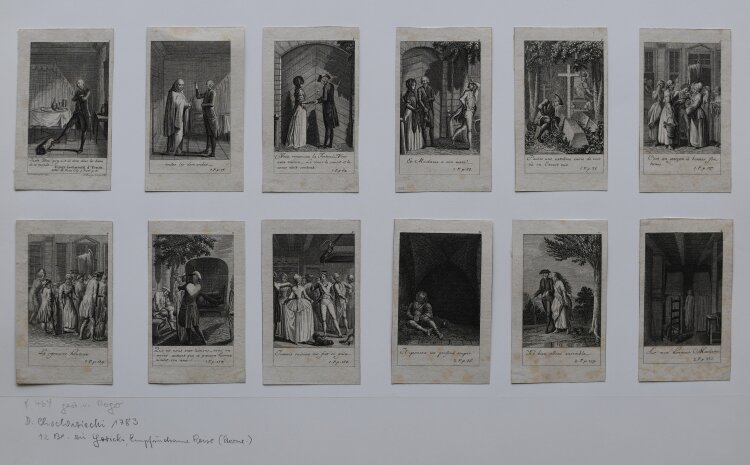 Daniel Nikolaus Chodowiecki - 12 Blätter zu Yoricks empfindsame Reisen" - 1783 - Kupferstich"