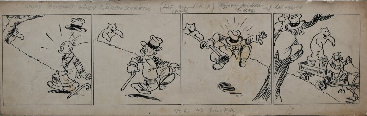 Max Otto - Stups bekommt einen Bärenschreck - 1936 - Tusche