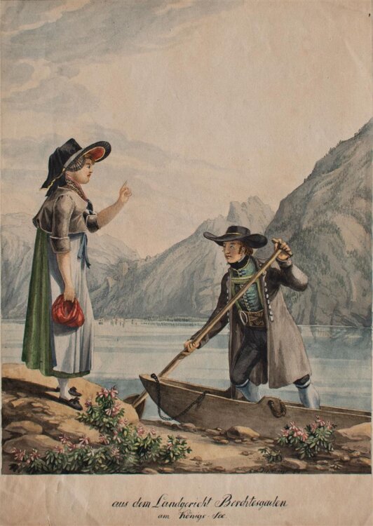 Friedrich W. Doppelmayr - Am Königssee, Berchtesgaden - um 1850 - Aquarell