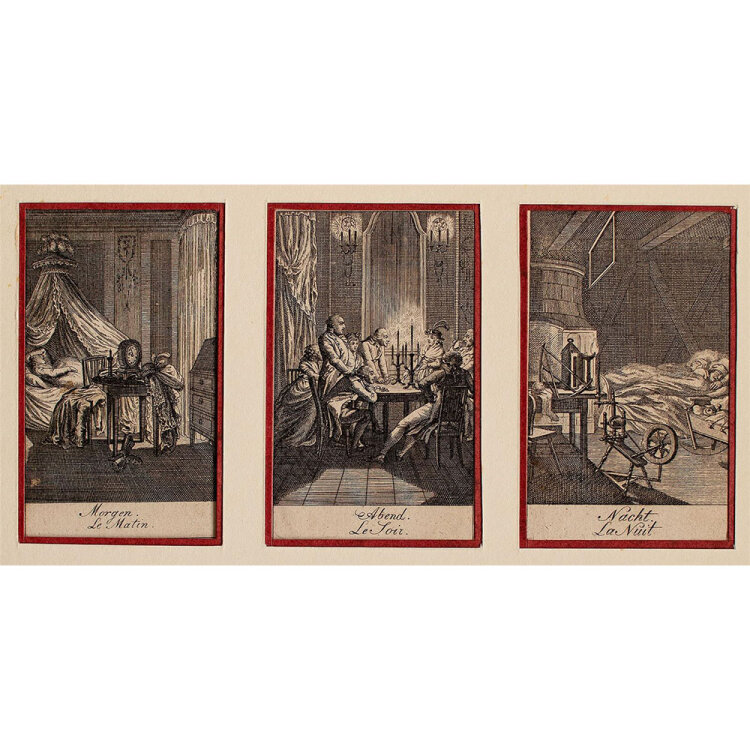 Daniel Nikolaus Chodowiecki - Morgen - Abned - Nacht - um 1790 - Kupferstich