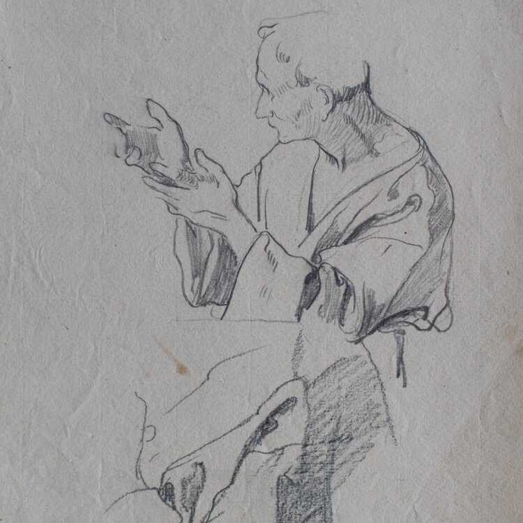 Martin von Feuerstein - Studienblatt mit Mann und Draperie - undatiert - Bleistift und Kreide