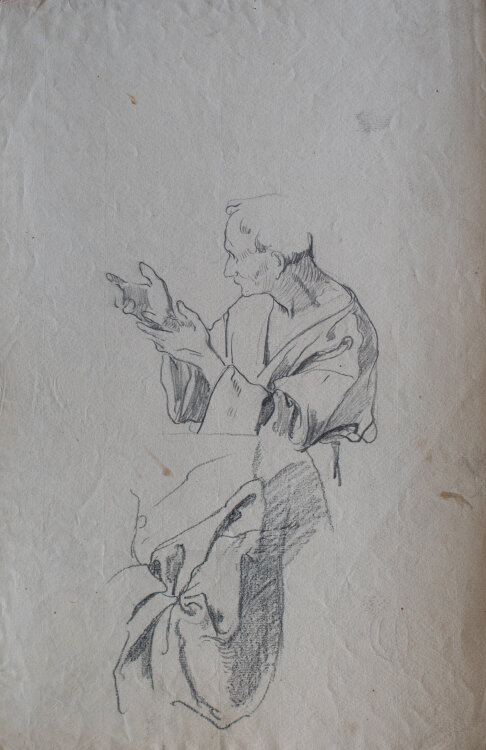 Martin von Feuerstein - Studienblatt mit Mann und Draperie - undatiert - Bleistift und Kreide