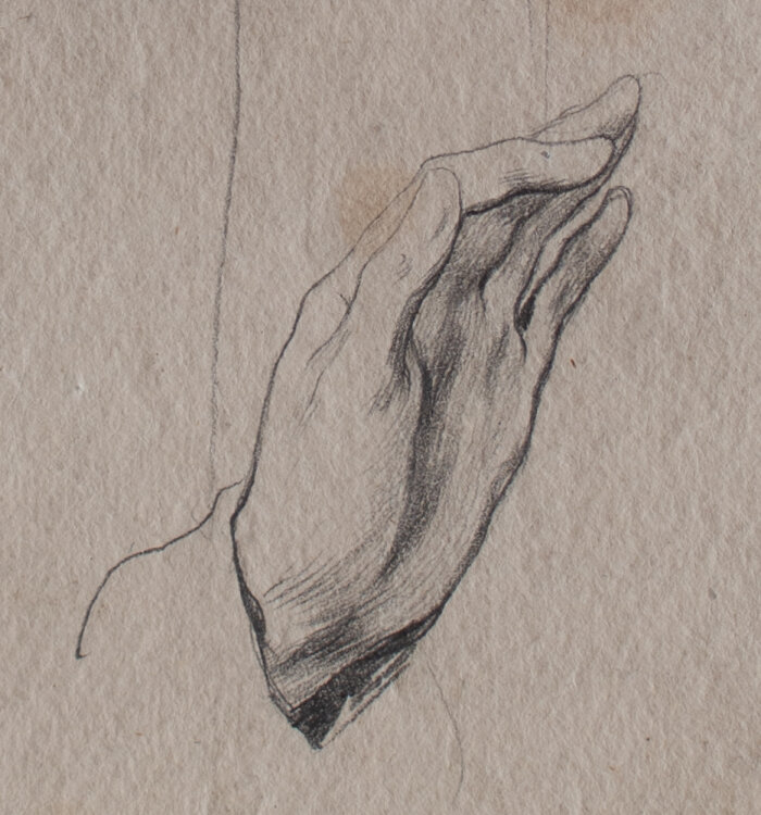 Martin von Feuerstein - Studienblatt mit Mann und Hand - undatiert - Bleistift