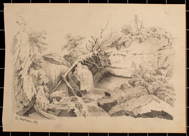O. von Mayrshauser - Naturstudie mit Bachlauf - 1859 -...