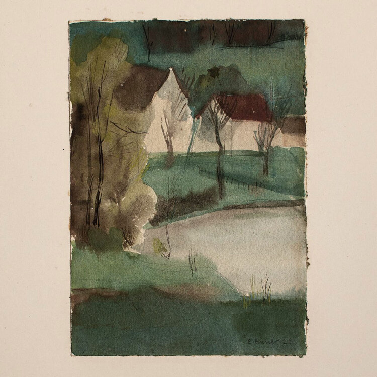 Josef Eduard Büsser - Häuser am Weiher - 1926 -...