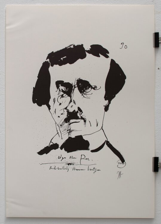 Horst Janssen - Bildnis Edgar Allan Poe/ Dichterköpfe - 1966 - Offsetlithografie