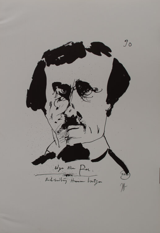 Horst Janssen - Bildnis Edgar Allan Poe/ Dichterköpfe - 1966 - Offsetlithografie