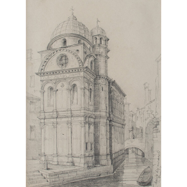Otto Cornill - Ansicht der Kirche Santa Maria dei Miracoli - undatiert - Bleistiftzeichnung