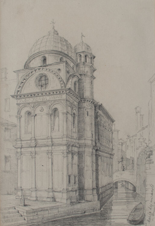 Otto Cornill - Ansicht der Kirche Santa Maria dei Miracoli - undatiert - Bleistiftzeichnung