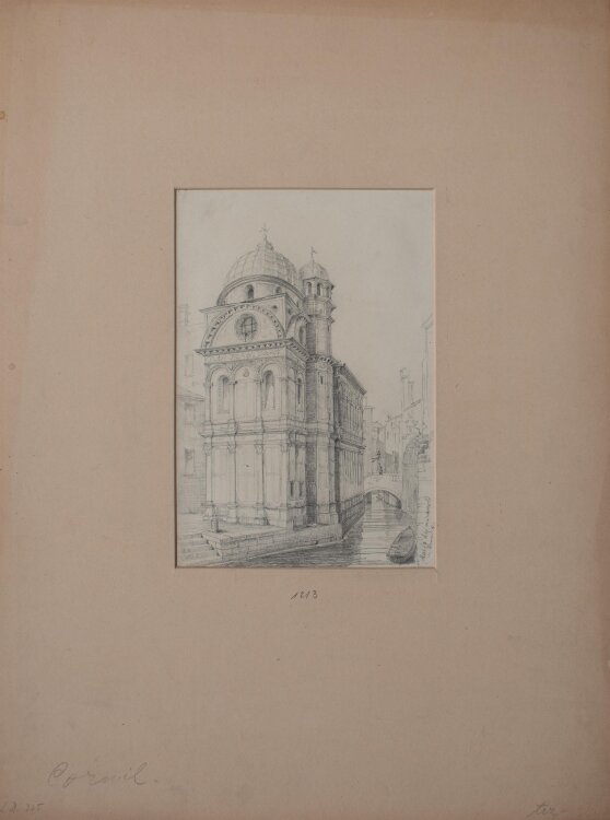 Otto Cornill - Ansicht der Kirche Santa Maria dei Miracoli - undatiert - Bleistiftzeichnung