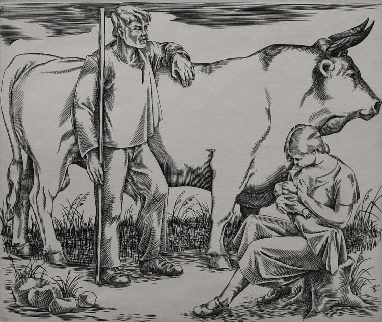 Heinrich Ilgenfritz - Auf der Weide - undatiert - Kupferstich