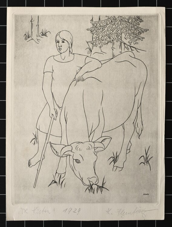 Heinrich Ilgenfritz - Die Hirtin - 1929 - Kupferstich
