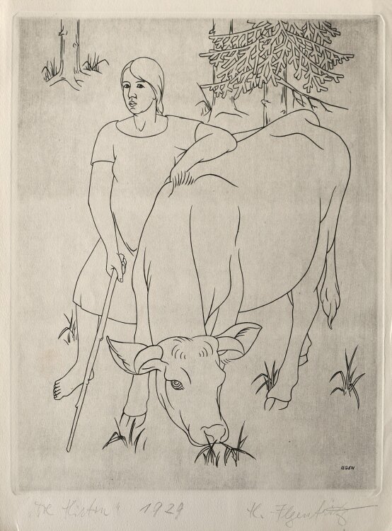 Heinrich Ilgenfritz - Die Hirtin - 1929 - Kupferstich