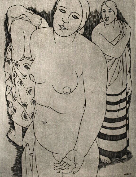 Heinrich Ilgenfritz - Drei Frauen - um 1929 - Kupferstich