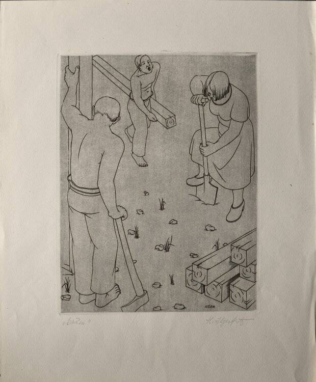 Heinrich Ilgenfritz - Bauen - undatiert - Kupferstich