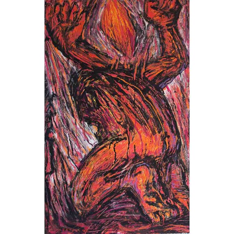 Sławomir Ratajski - Kniender Rückenakt - 1989 - Pastellzeichnung