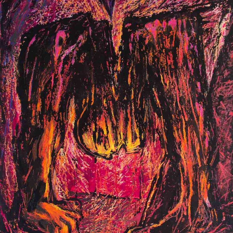 Sławomir Ratajski - Mann und Vogel - 1989 - Pastellzeichnung