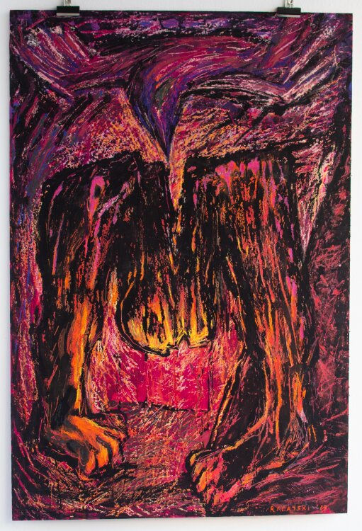 Sławomir Ratajski - Mann und Vogel - 1989 - Pastellzeichnung