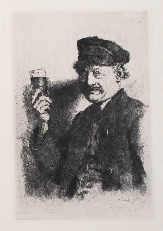 Wilhelm Leibl - Der Trinker - 1874 - Radierung