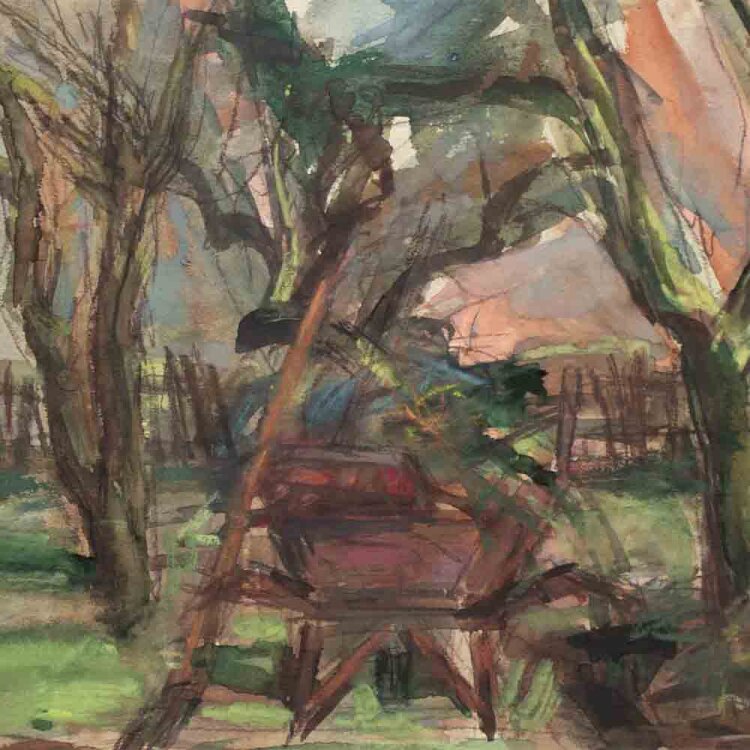 Gabriele Schulz - Garten mit Schubkarre - 1986 - Aquarell