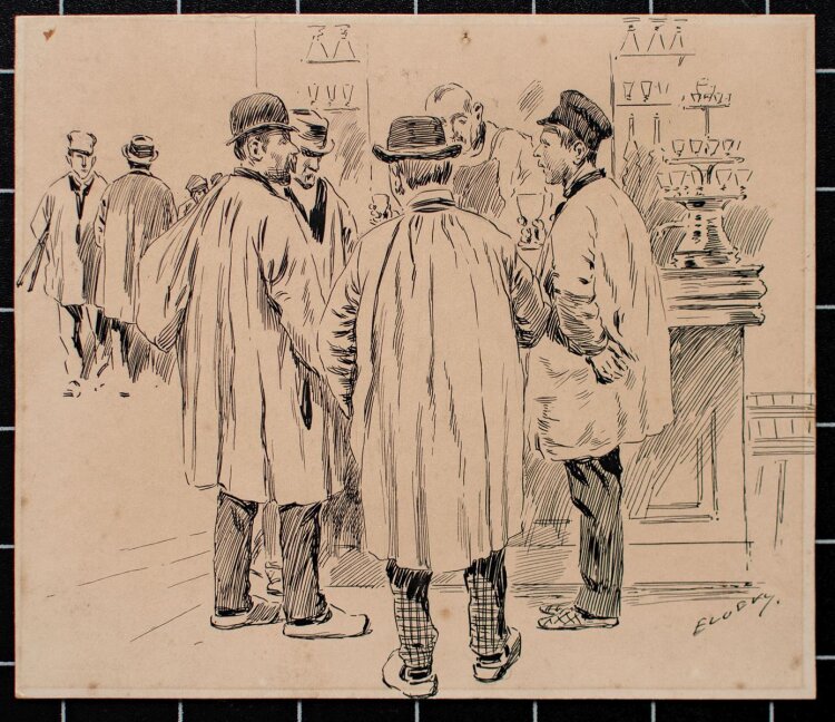 Edward Loevy - In der Kneipe - undatiert - Federzeichnung