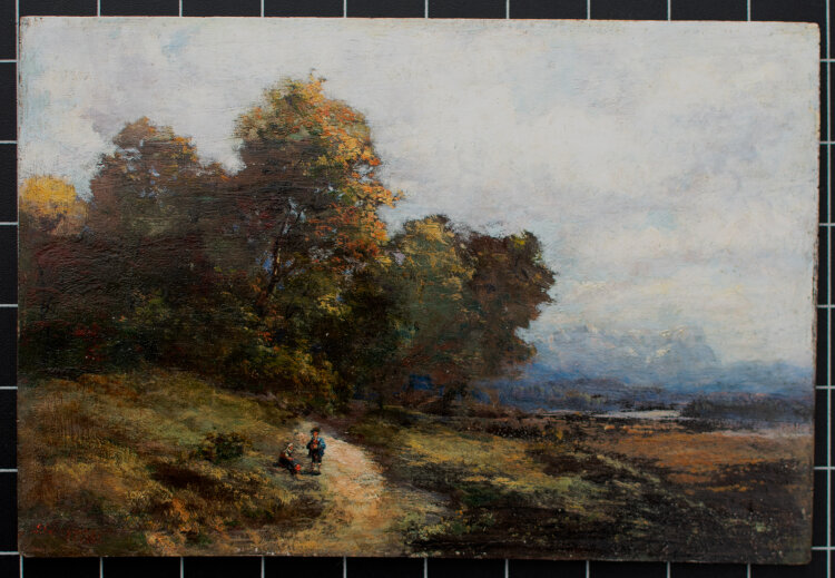 Ludwig Correggio - Landschaft mit Wanderern - 1882 - Öl