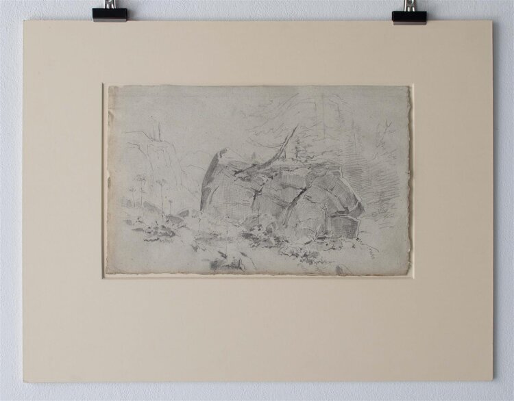 Ludwig Gustav Voltz (zugeschr.) - Felsen in Waldlandschaft - undatiert - Bleistift