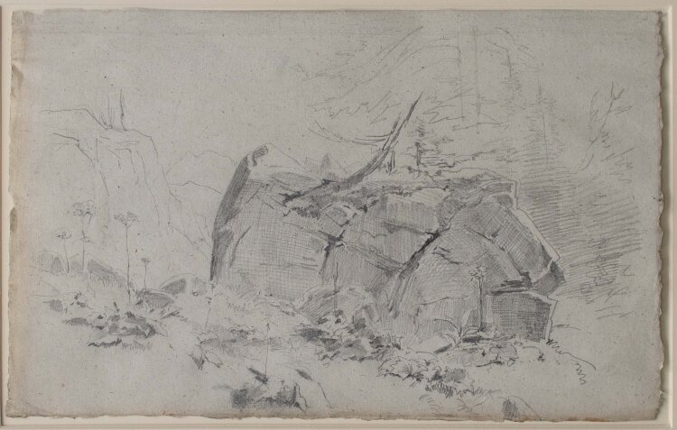 Ludwig Gustav Voltz (zugeschr.) - Felsen in Waldlandschaft - undatiert - Bleistift