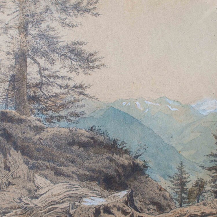 HL - Berglandschaft - 1868 - Aquarell über Bleistift