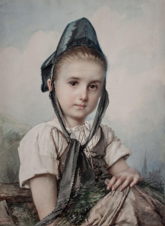 Guido Bach - Mädchen in Tracht - undatiert - Aquarell