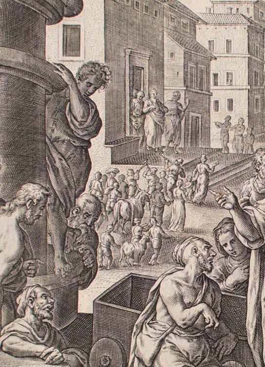 Philipp Galle - Paulus heilt einen Lahmen in Lystra - 1582 - Kupferstich