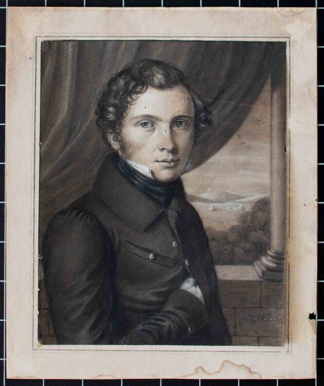 Wilhelm Langschmidt - Selbstbildnis (?) - um 1830 - Kohlestift, partiell weiß gehöht