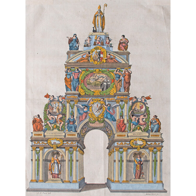 Melchior Küsel - Ehrenpforte - um 1650 - Kolorierter Kupferstich