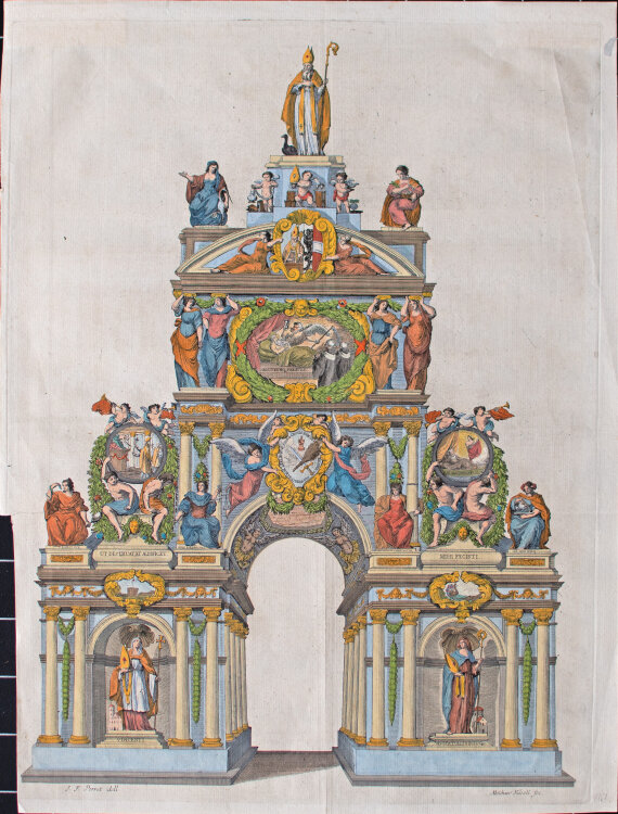 Melchior Küsel - Ehrenpforte - um 1650 - Kolorierter Kupferstich
