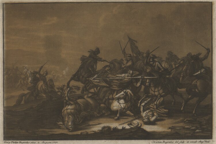 Christian und Georg Philipp Rugendas - Schlachtenszene - 1707 - Mezzotinto