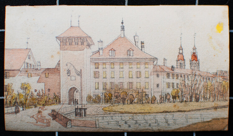 Emanuel Labhardt - Historische Ansicht Unteres Tor in Winterthur (Schweiz) - undatiert - Aquarell