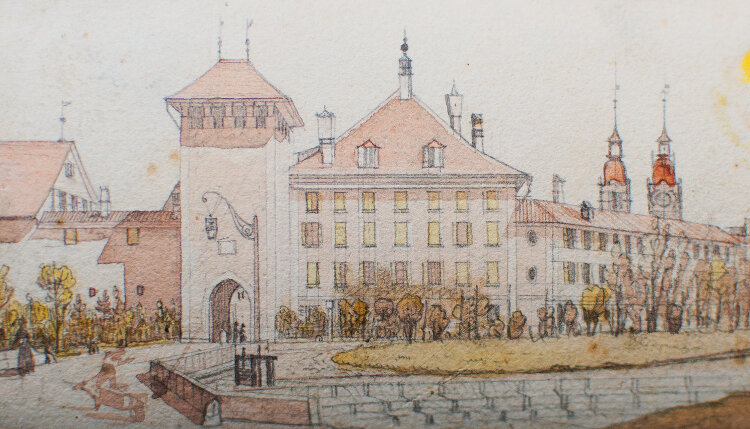 Emanuel Labhardt - Historische Ansicht Unteres Tor in Winterthur (Schweiz) - undatiert - Aquarell