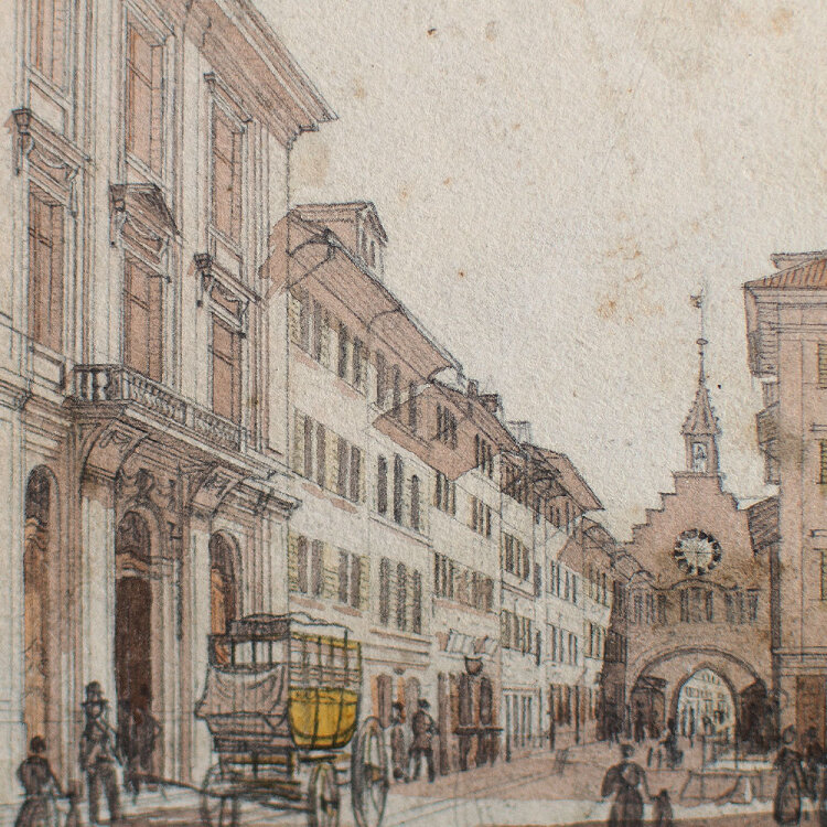 Emanuel Labhardt - Oberer Bogen an der oberen Marktgasse in Winterthur - undatiert - Aquarell