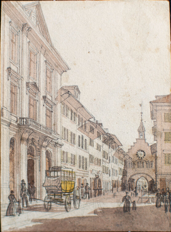 Emanuel Labhardt - Oberer Bogen an der oberen Marktgasse in Winterthur - undatiert - Aquarell