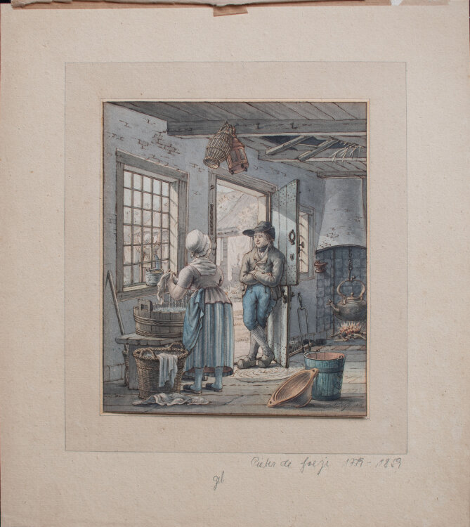 Pieter de Goeje - Paar im Gespräch - 1813 - Aquarell