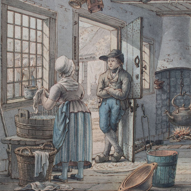 Pieter de Goeje - Paar im Gespräch - 1813 - Aquarell