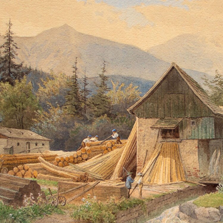 Albin Kühn - Altes Sägewerk - undatiert - Aquarell
