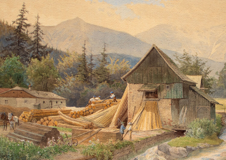 Albin Kühn - Altes Sägewerk - undatiert - Aquarell