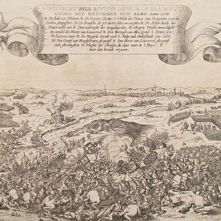 Frans van den Wyngaerde - Schlacht am Fluss Gete 1568 - um 1646 - Kupferstich