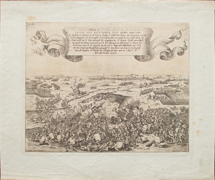 Frans van den Wyngaerde - Schlacht am Fluss Gete 1568 - um 1646 - Kupferstich