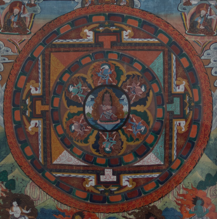 tibetisch - Thangka/ thang ka - um 1900 - Gouache und Goldfarbe